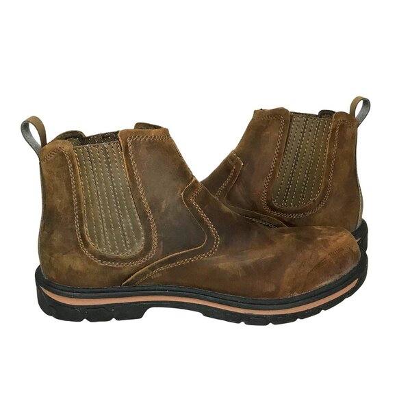 Skeckers 64263 Relaxed Fit Dorton Brown Leather Pull On Ankle Boots Men 8/41 Mem - Picture 3 of 10